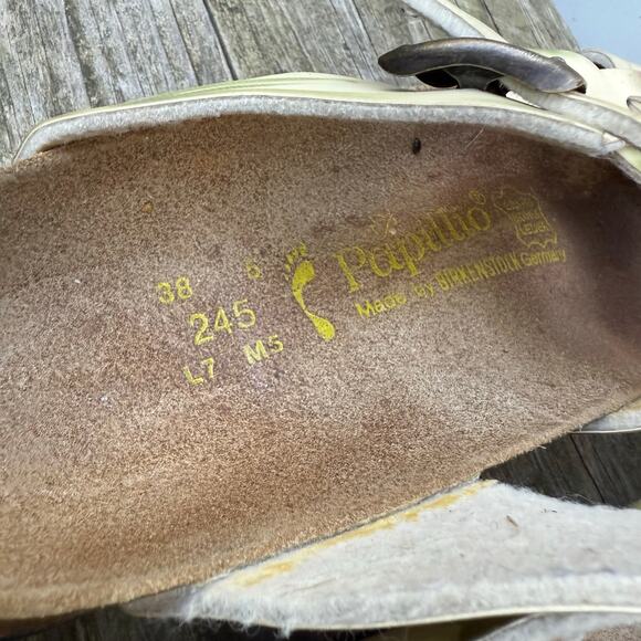 Birkenstock Pisa Papillio Cream Pink Green Watercolor Twist Sandals 38 L7 M5 - Picture 5 of 7